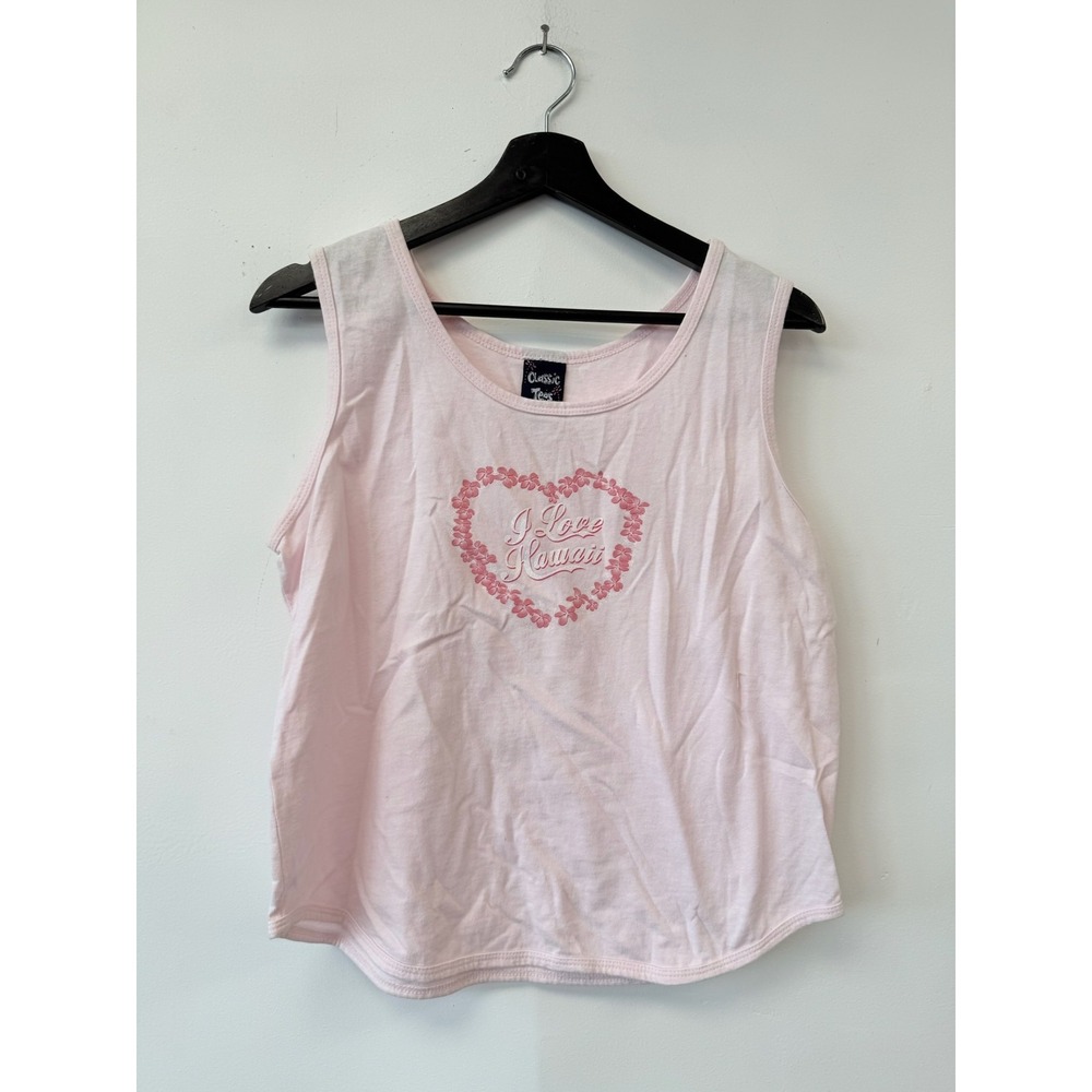 Vintage Classic Tees Shirt Womens‎ Large I Love Hawaii Floral Tank Top Y2K Cute